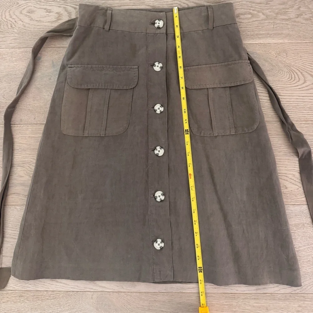 InWear silk/linen blend button down beige skirt size 8